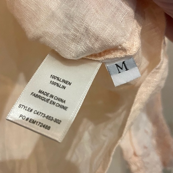 Cloth & Stone by Anthropologie 100% Linen Peach V-Neck Blouse - Picture 4 of 4